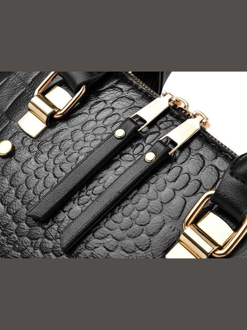 Luxury Crocodile Pattern Handbag for Women | Winter New PU Leather Tassel Shoulder Bag (Brands Design Handle Bag, Lady Purse) - Courbe et Compagnie