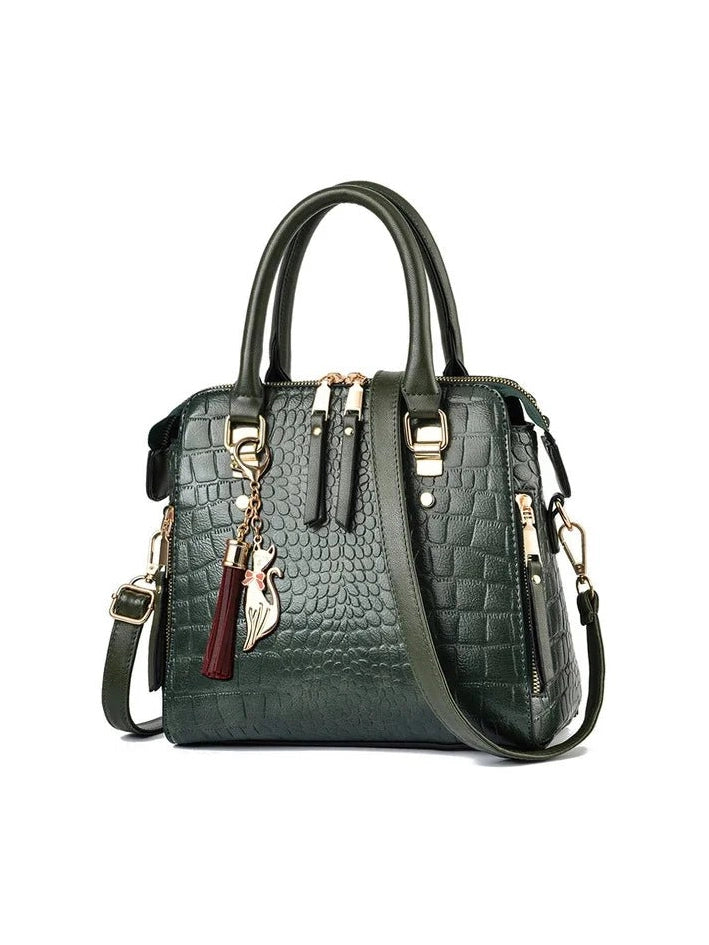 Luxury Crocodile Pattern Handbag for Women | Winter New PU Leather Tassel Shoulder Bag (Brands Design Handle Bag, Lady Purse) - Courbe et Compagnie