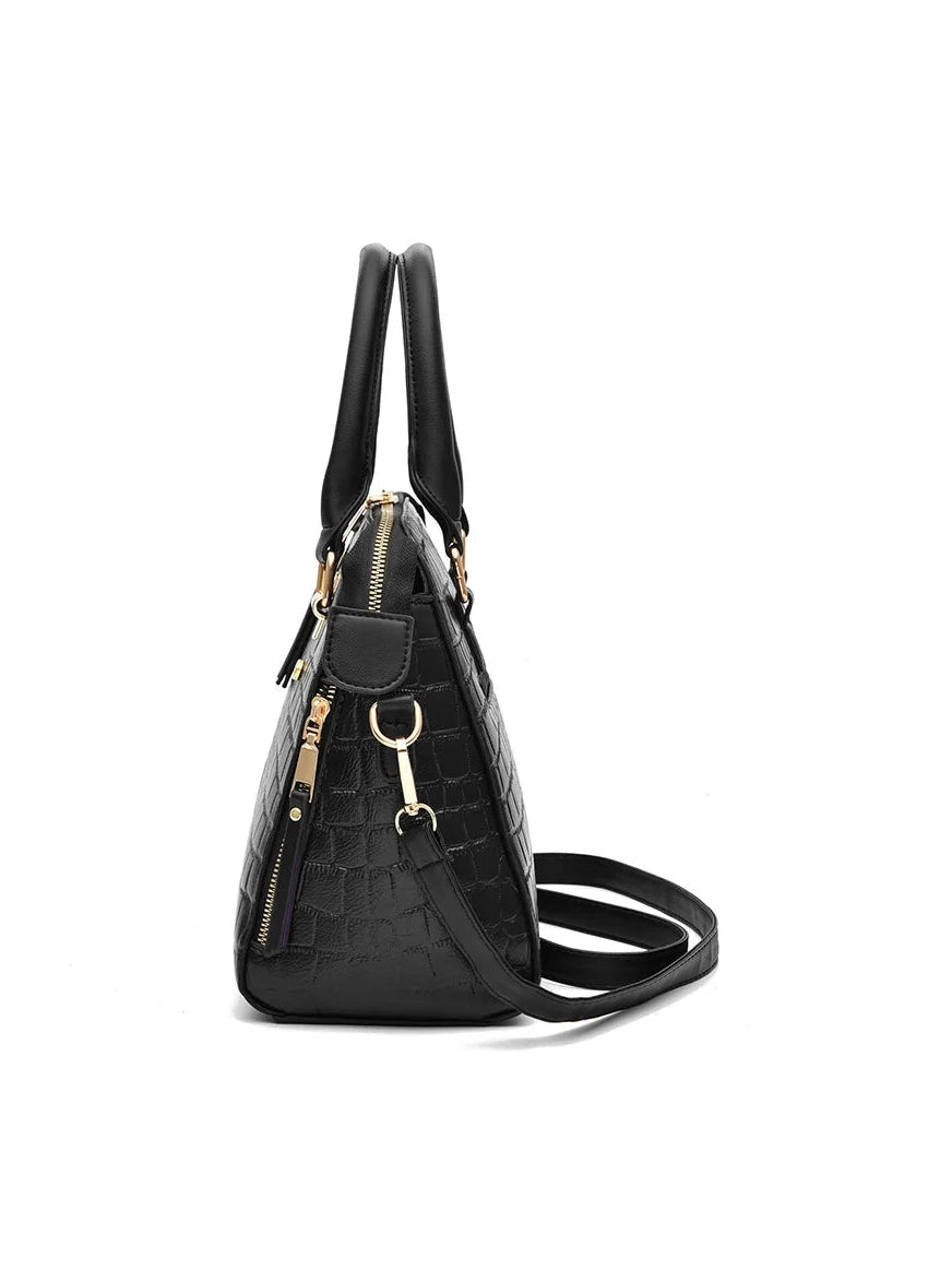 Luxury Crocodile Pattern Handbag for Women | Winter New PU Leather Tassel Shoulder Bag (Brands Design Handle Bag, Lady Purse) - Courbe et Compagnie