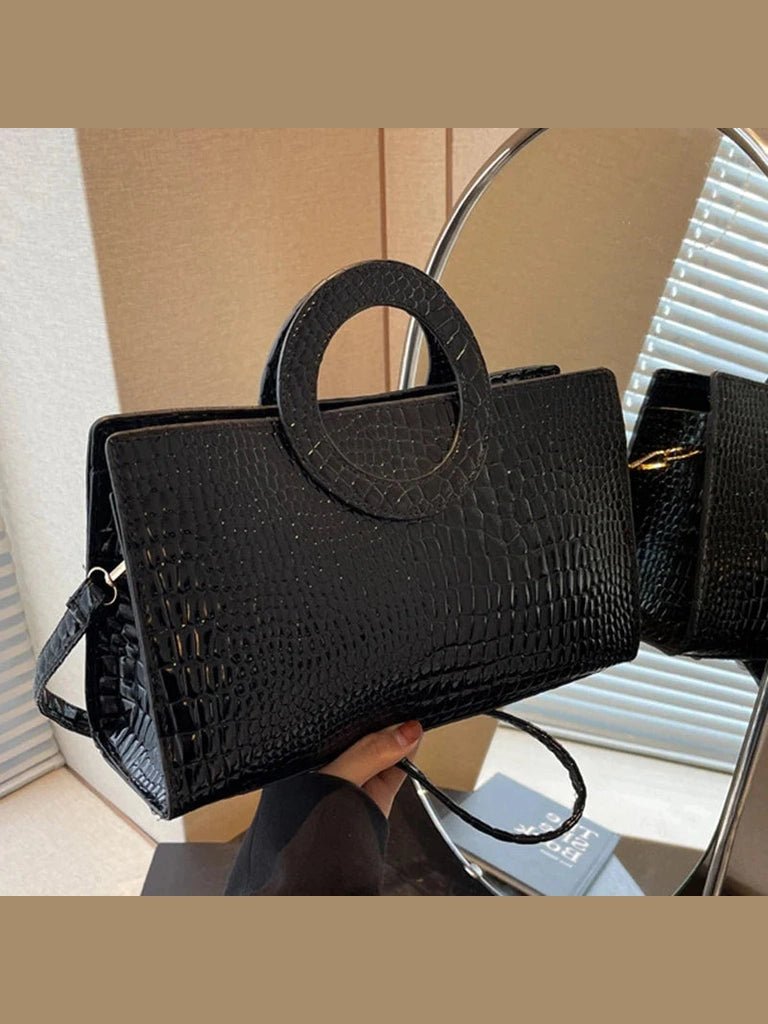 Luxury Crocodile Pattern Women's Handbag | Fashion Shoulder & Crossbody Bag (Famous Brand Designer PU Leather, Large Capacity) - Courbe et Compagnie