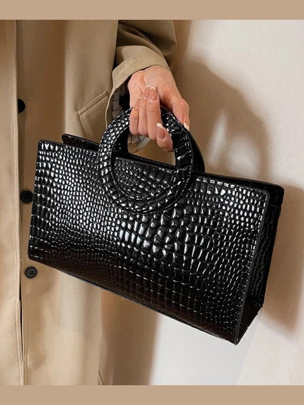 Luxury Crocodile Pattern Women's Handbag | Fashion Shoulder & Crossbody Bag (Famous Brand Designer PU Leather, Large Capacity) - Courbe et Compagnie