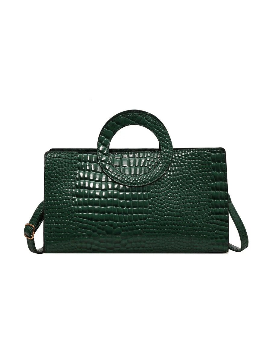 Luxury Crocodile Pattern Women's Handbag | Fashion Shoulder & Crossbody Bag (Famous Brand Designer PU Leather, Large Capacity) - Courbe et Compagnie