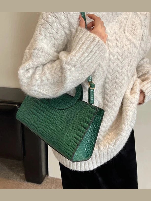 Luxury Crocodile Pattern Women's Handbag | Fashion Shoulder & Crossbody Bag (Famous Brand Designer PU Leather, Large Capacity) - Courbe et Compagnie