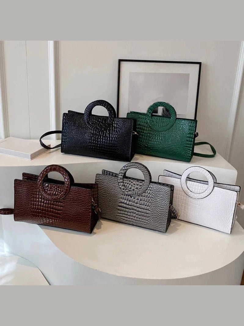 Luxury Crocodile Pattern Women's Handbag | Fashion Shoulder & Crossbody Bag (Famous Brand Designer PU Leather, Large Capacity) - Courbe et Compagnie