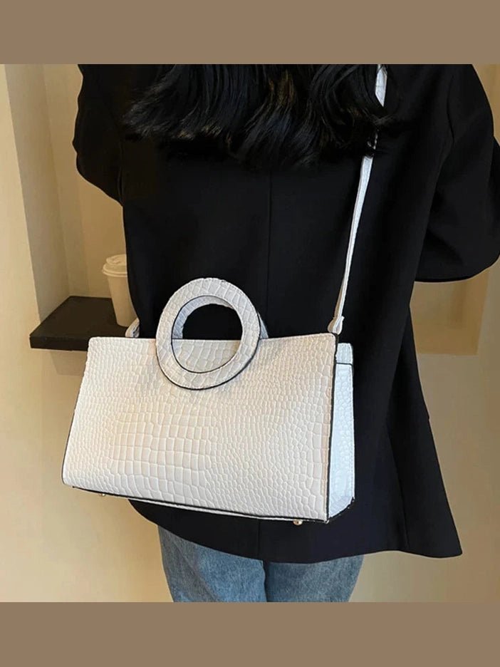 Luxury Crocodile Pattern Women's Handbag | Fashion Shoulder & Crossbody Bag (Famous Brand Designer PU Leather, Large Capacity) - Courbe et Compagnie