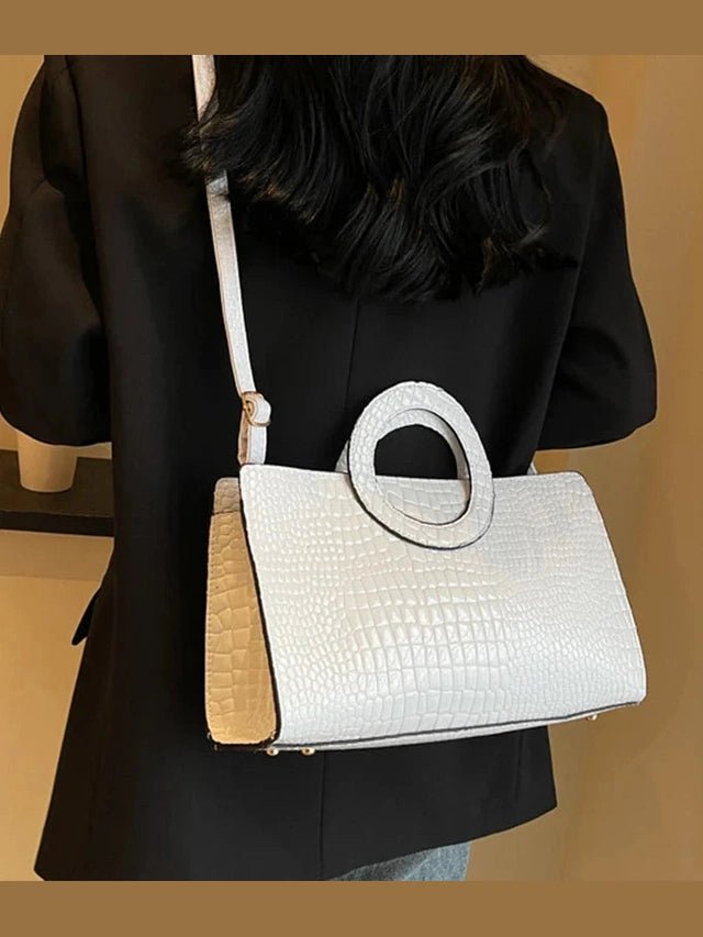 Luxury Crocodile Pattern Women's Handbag | Fashion Shoulder & Crossbody Bag (Famous Brand Designer PU Leather, Large Capacity) - Courbe et Compagnie