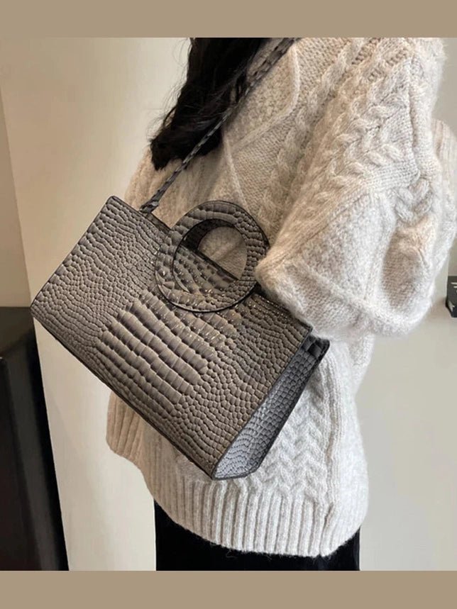 Luxury Crocodile Pattern Women's Handbag | Fashion Shoulder & Crossbody Bag (Famous Brand Designer PU Leather, Large Capacity) - Courbe et Compagnie