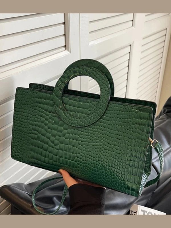 Luxury Crocodile Pattern Women's Handbag | Fashion Shoulder & Crossbody Bag (Famous Brand Designer PU Leather, Large Capacity) - Courbe et Compagnie