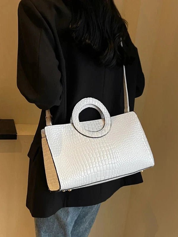 Luxury Crocodile Pattern Women's Handbag | Fashion Shoulder & Crossbody Bag (Famous Brand Designer PU Leather, Large Capacity) - Courbe et Compagnie