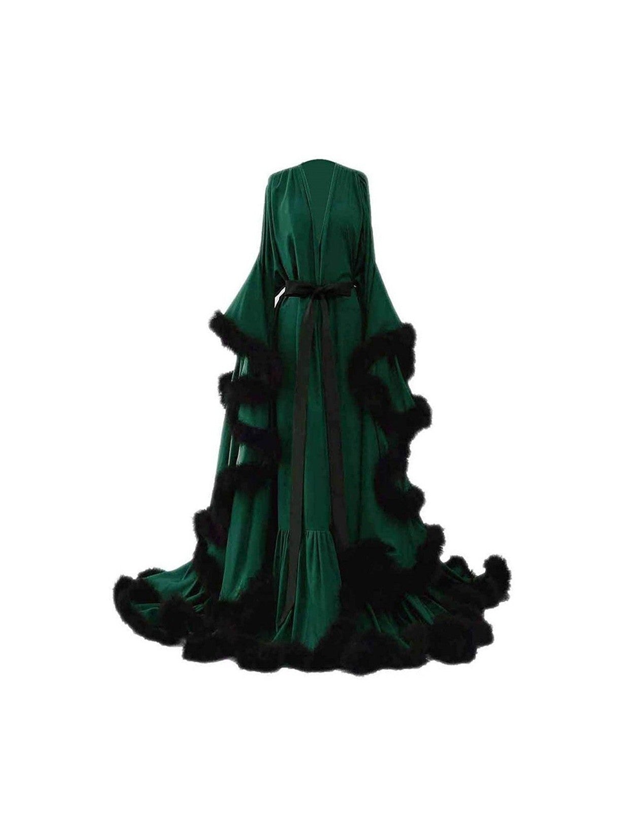 Luxury Satin Feather Bridal Robe | Victorian Style Wedding & Photoshoot Robe - Courbe et Compagnie