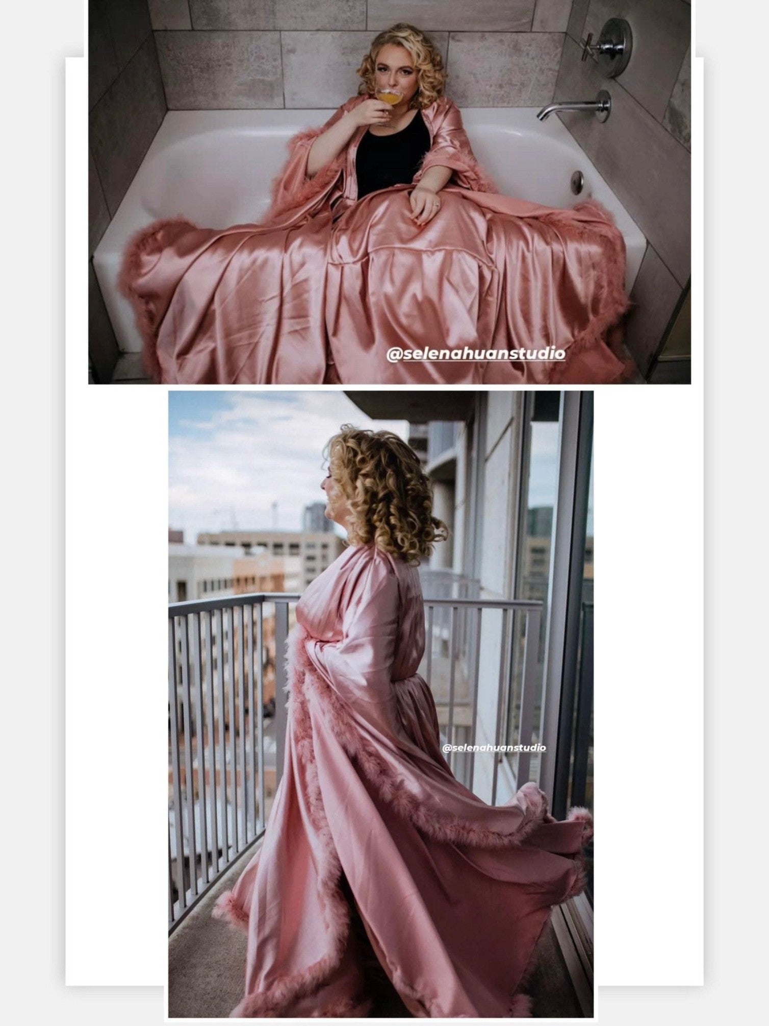 Luxury Satin Feather Bridal Robe | Victorian Style Wedding & Photoshoot Robe - Courbe et Compagnie