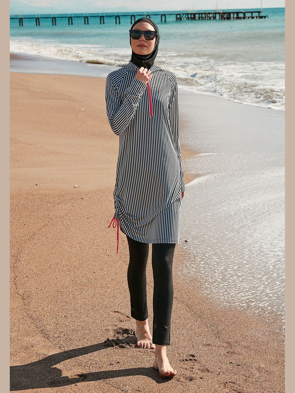 Lycra Black Burkini Modest Swimwear M2488 - Courbe et Compagnie