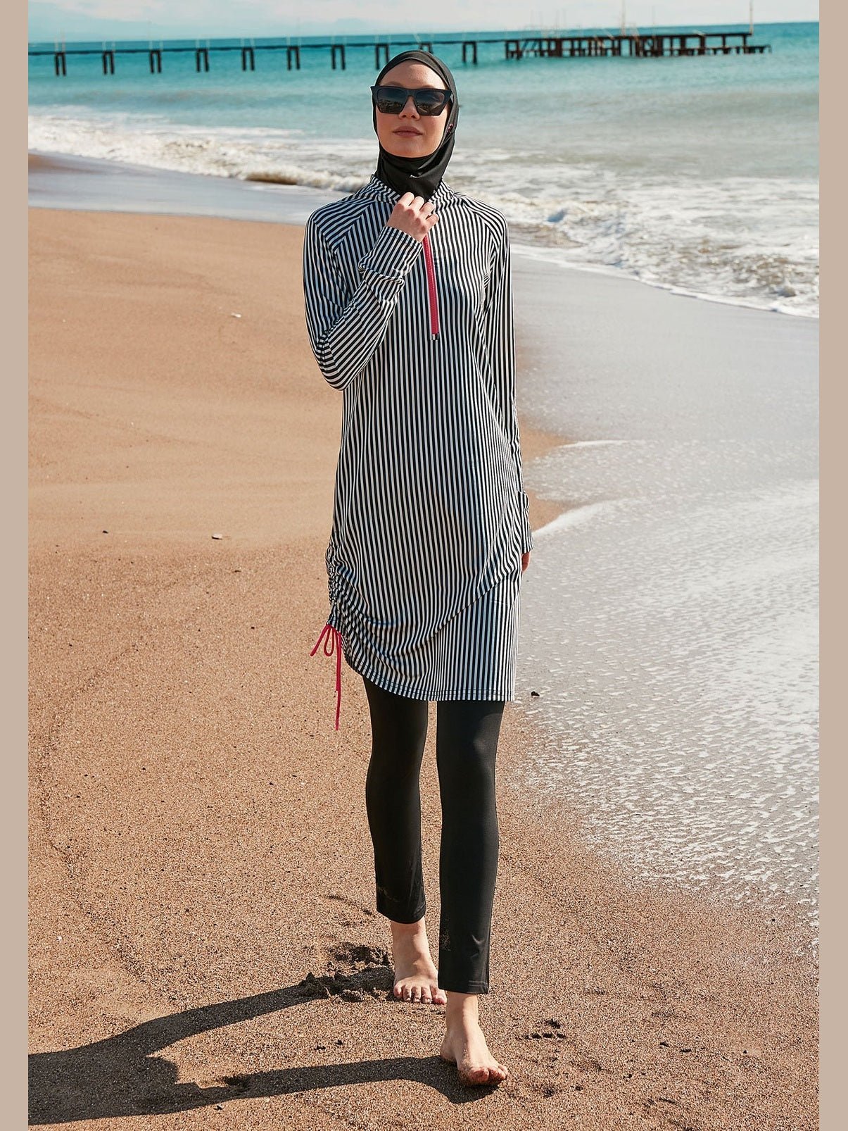 Lycra Black Burkini Modest Swimwear M2488 - Courbe et Compagnie