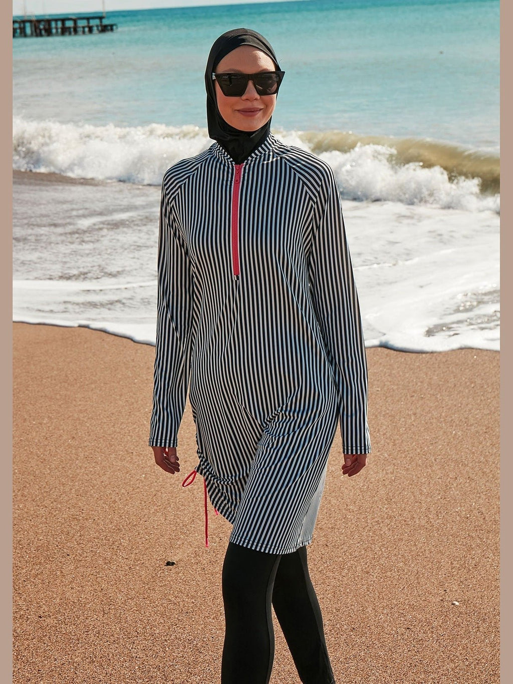Lycra Black Burkini Modest Swimwear M2488 - Courbe et Compagnie