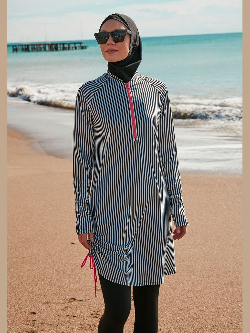 Lycra Black Burkini Modest Swimwear M2488 - Courbe et Compagnie