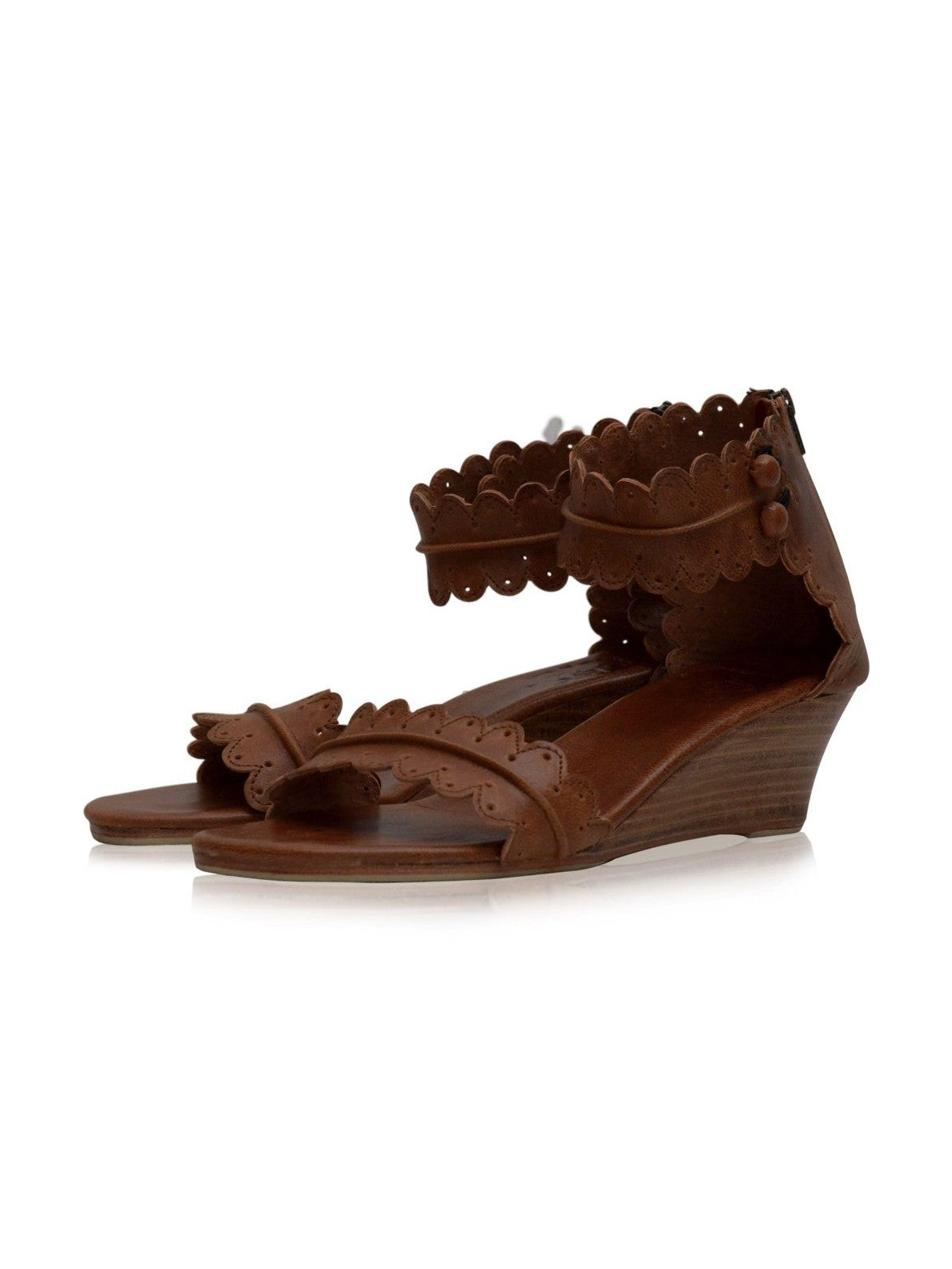 Magdalena Wooden Wedge Sandals - Courbe et Compagnie