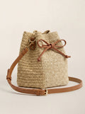 Mini Handwoven Raffia Drawstring Crossbody Bag - Courbe et Compagnie