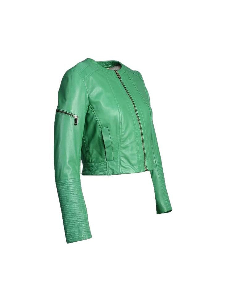 Minty Womens Short Leather Jacket - Courbe et Compagnie