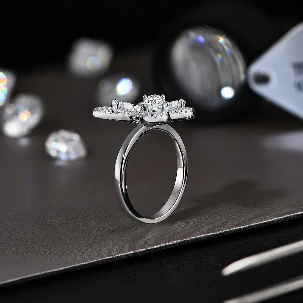 MINTYBOX Butterfly Moissanite Ring for Women Solid 10k 14k White Gold Pear Cut 6*4mm Pass Diamond Test Engagement Fine Jewelry - Courbe et Compagnie