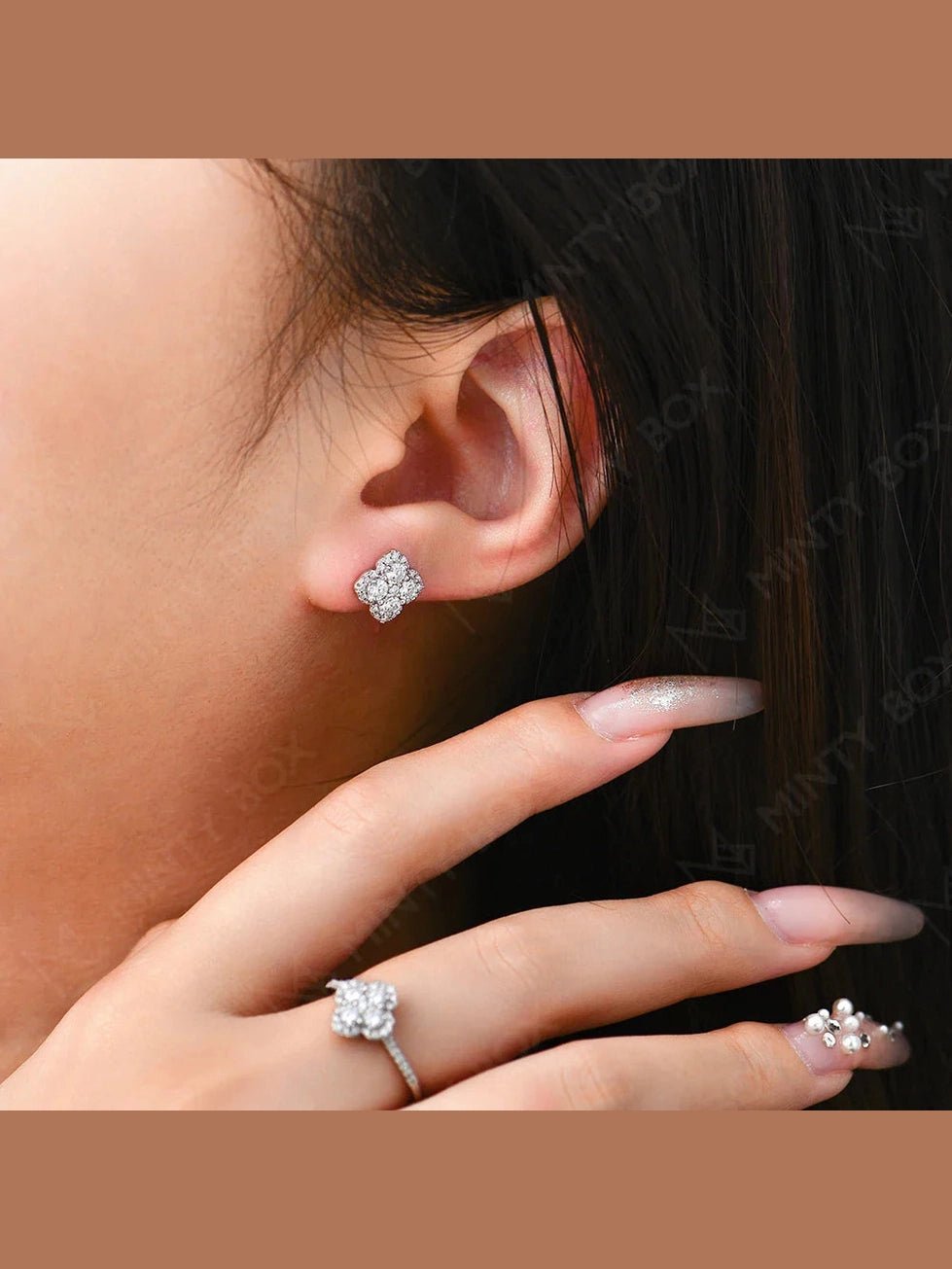 MINTYBOX S925 Silver D/VVS1 Moissanite Stud Earrings for Women Clover Lab Diamond Earring 1.054ctw Luxury Wedding Fine Jewelry - Courbe et Compagnie