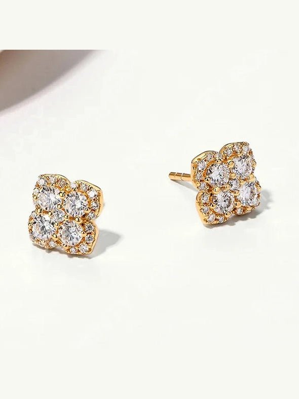 MINTYBOX S925 Silver D/VVS1 Moissanite Stud Earrings for Women Clover Lab Diamond Earring 1.054ctw Luxury Wedding Fine Jewelry - Courbe et Compagnie