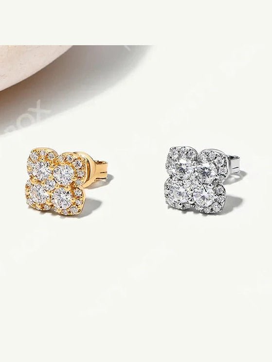 MINTYBOX S925 Silver D/VVS1 Moissanite Stud Earrings for Women Clover Lab Diamond Earring 1.054ctw Luxury Wedding Fine Jewelry - Courbe et Compagnie