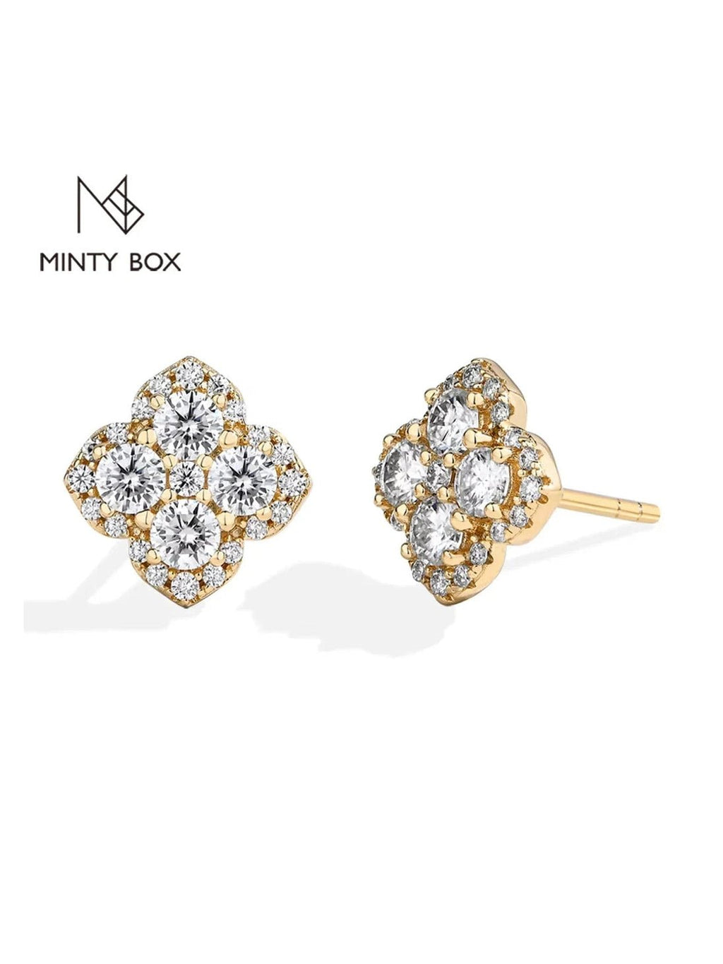MINTYBOX S925 Silver D/VVS1 Moissanite Stud Earrings for Women Clover Lab Diamond Earring 1.054ctw Luxury Wedding Fine Jewelry - Courbe et Compagnie