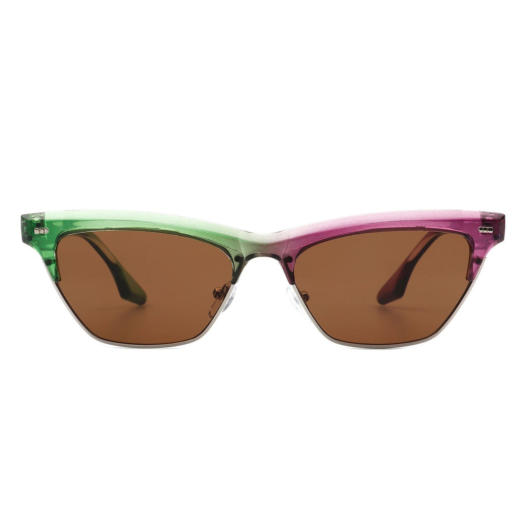 Mistique - Women Retro Half Frame Square Fashion Cat Eye Sunglasses - Courbe et Compagnie