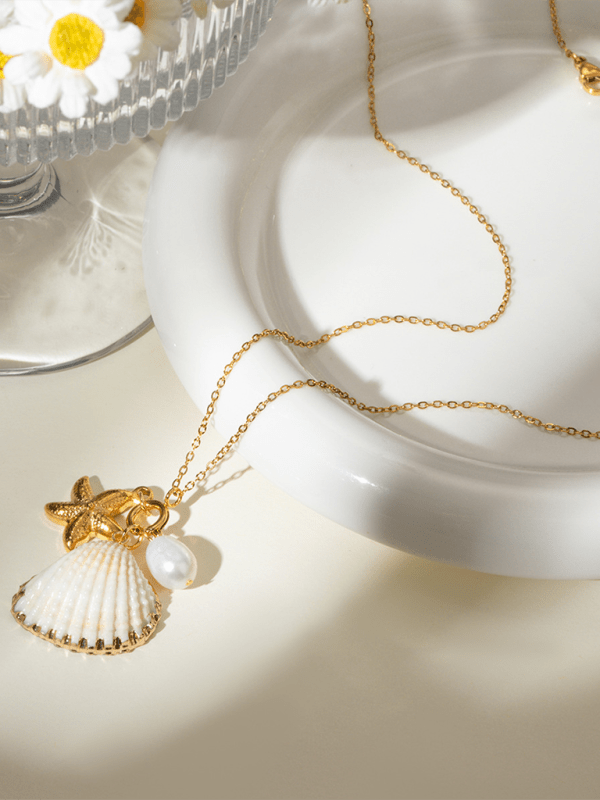 Modern ocean series pearl accessories, fashionable and versatile starfish shell necklaces and necklaces - Courbe et Compagnie