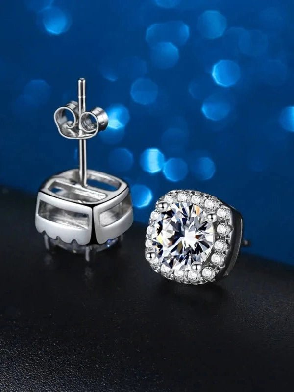 Moissanite Stud Earrings 925 Sterling Silver Round Cut Classic Women's Jewelry - Courbe et Compagnie