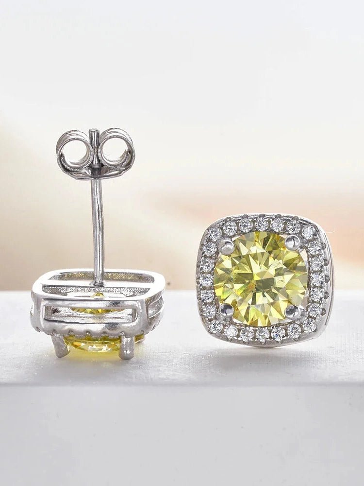 Moissanite Stud Earrings 925 Sterling Silver Round Cut Classic Women's Jewelry - Courbe et Compagnie
