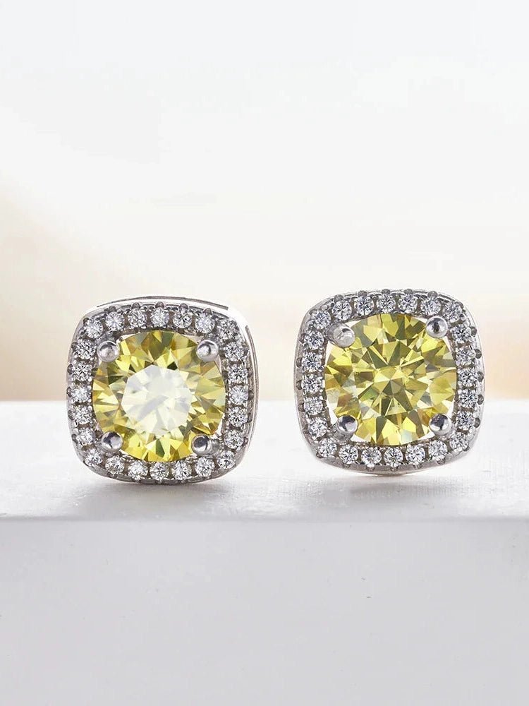 Moissanite Stud Earrings 925 Sterling Silver Round Cut Classic Women's Jewelry - Courbe et Compagnie