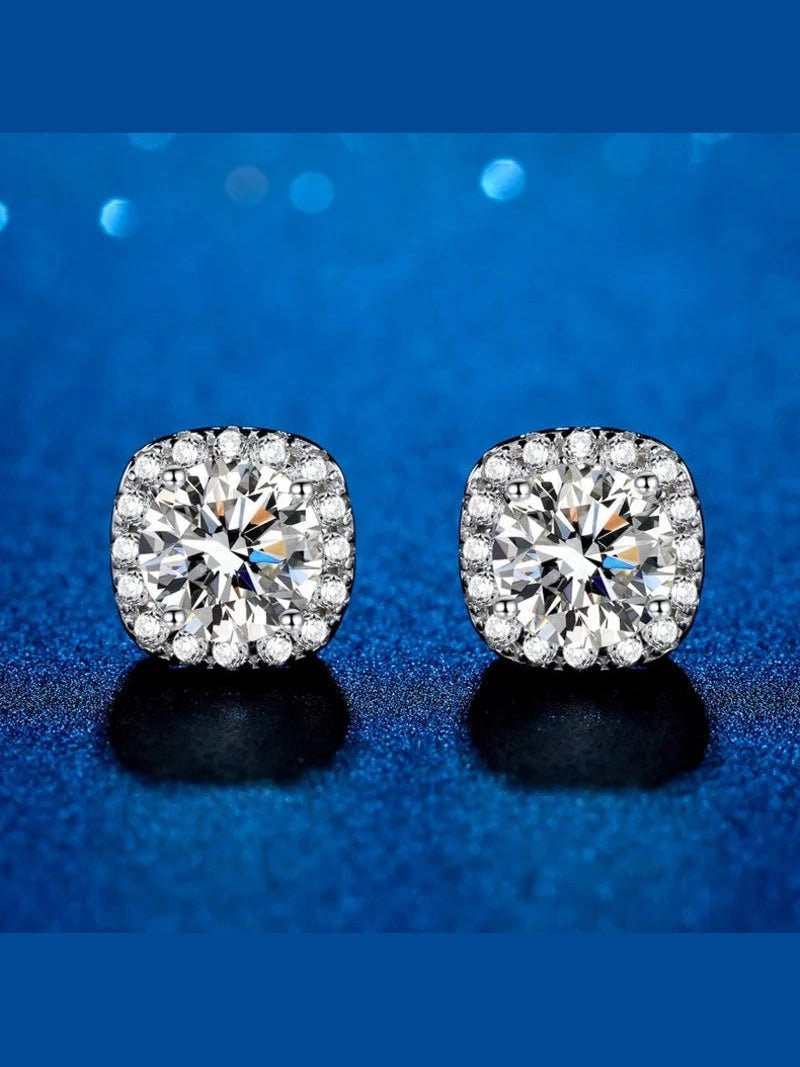 Moissanite Stud Earrings 925 Sterling Silver Round Cut Classic Women's Jewelry - Courbe et Compagnie
