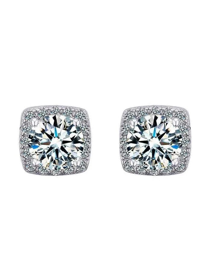 Moissanite Stud Earrings 925 Sterling Silver Round Cut Classic Women's Jewelry - Courbe et Compagnie