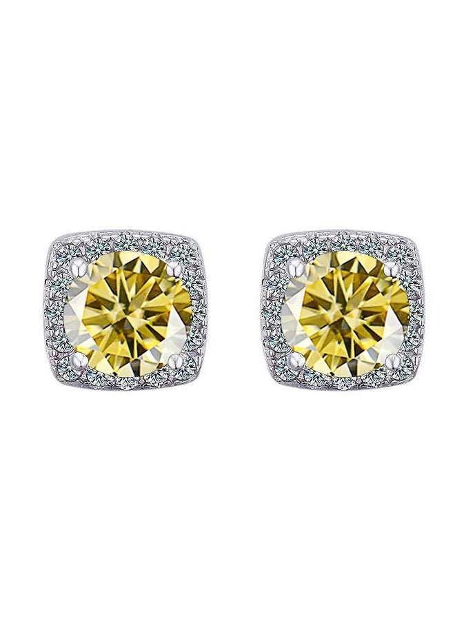 Moissanite Stud Earrings 925 Sterling Silver Round Cut Classic Women's Jewelry - Courbe et Compagnie
