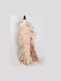 Mou: Beige & Gold Bengal Silk Linen Saree | Elegant Festive Wear - Courbe et Compagnie