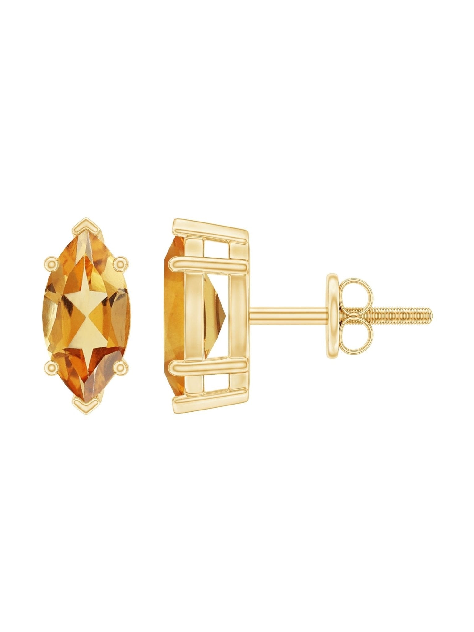 Natural 1.48 Carat Marquise Cut Citrine Stud Earrings - Courbe et Compagnie