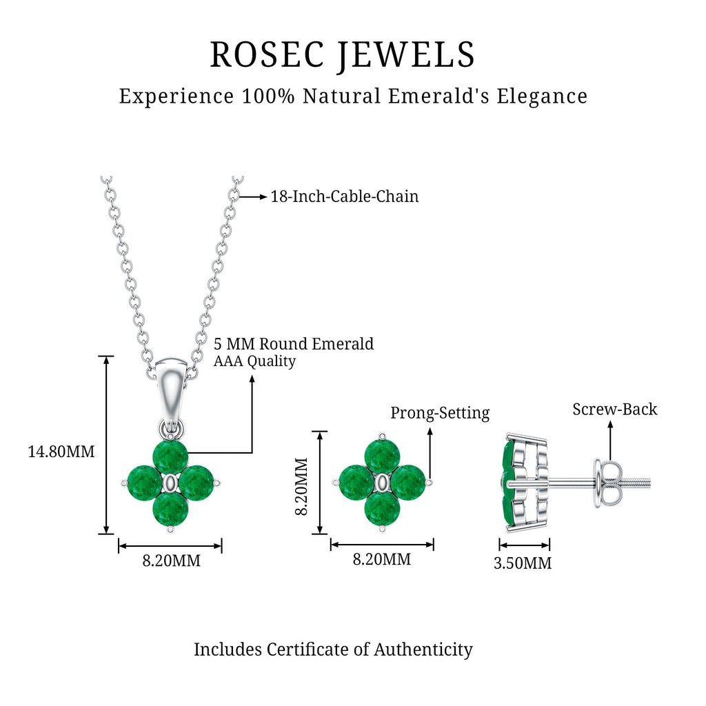 Natural Emerald Clover Jewelry Set for Women - Courbe et Compagnie