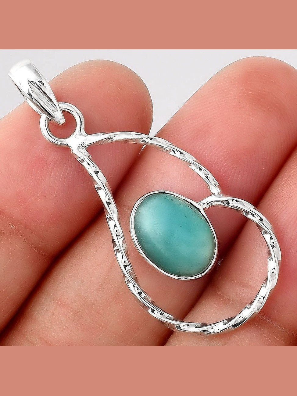 Natural Paraiba Amazonite Sterling Silver Pendant - Courbe et Compagnie