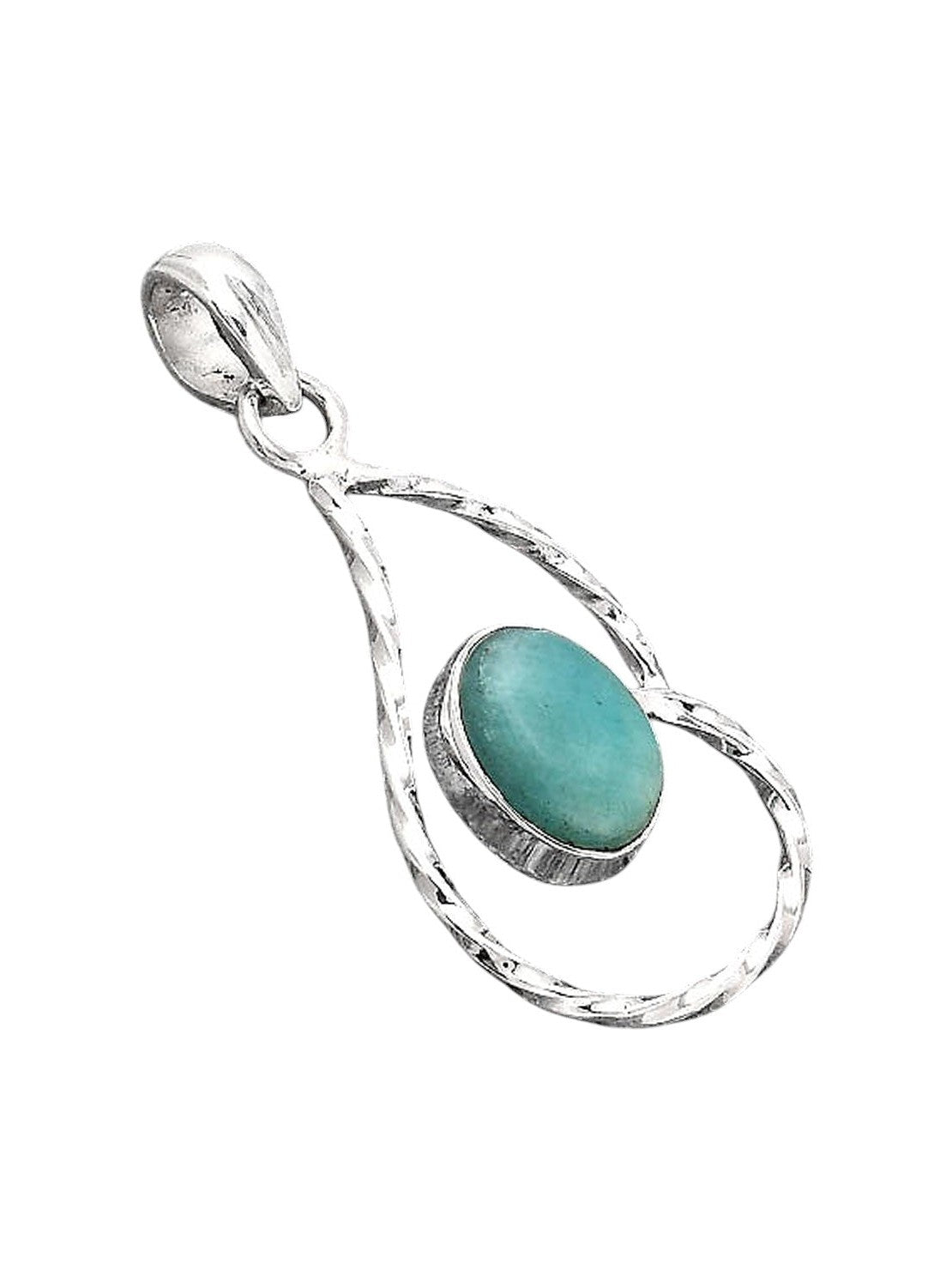 Natural Paraiba Amazonite Sterling Silver Pendant - Courbe et Compagnie