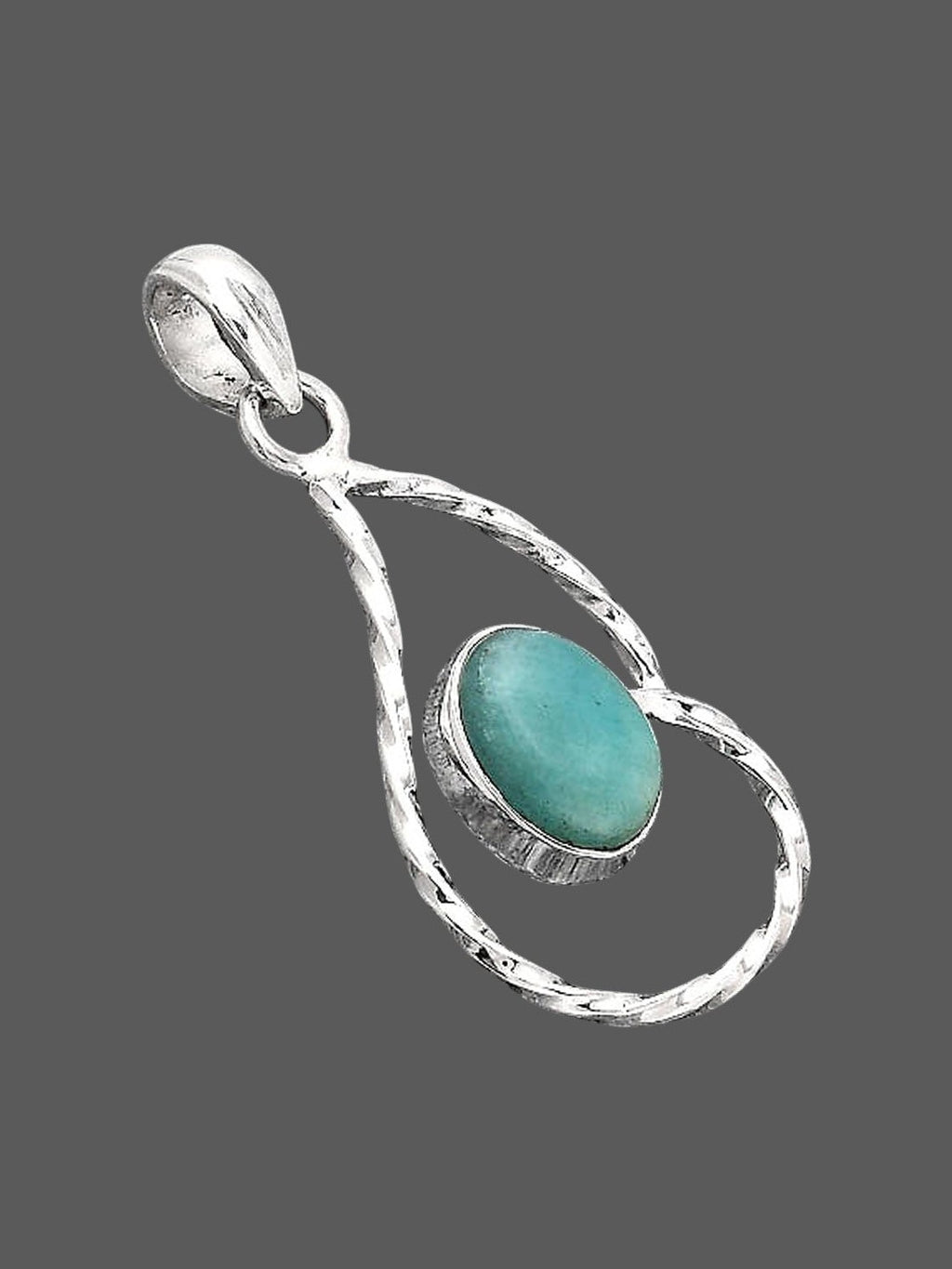 Natural Paraiba Amazonite Sterling Silver Pendant - Courbe et Compagnie