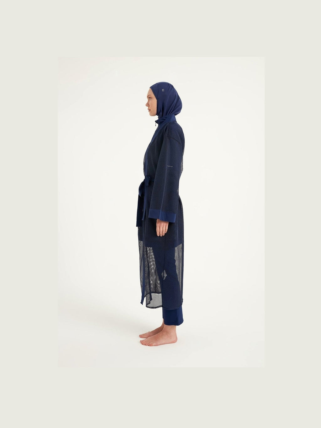 Navy Full Length Modest Mesh Kimono – Lightweight Islamic Swim Cover P2501-2 - Courbe et Compagnie