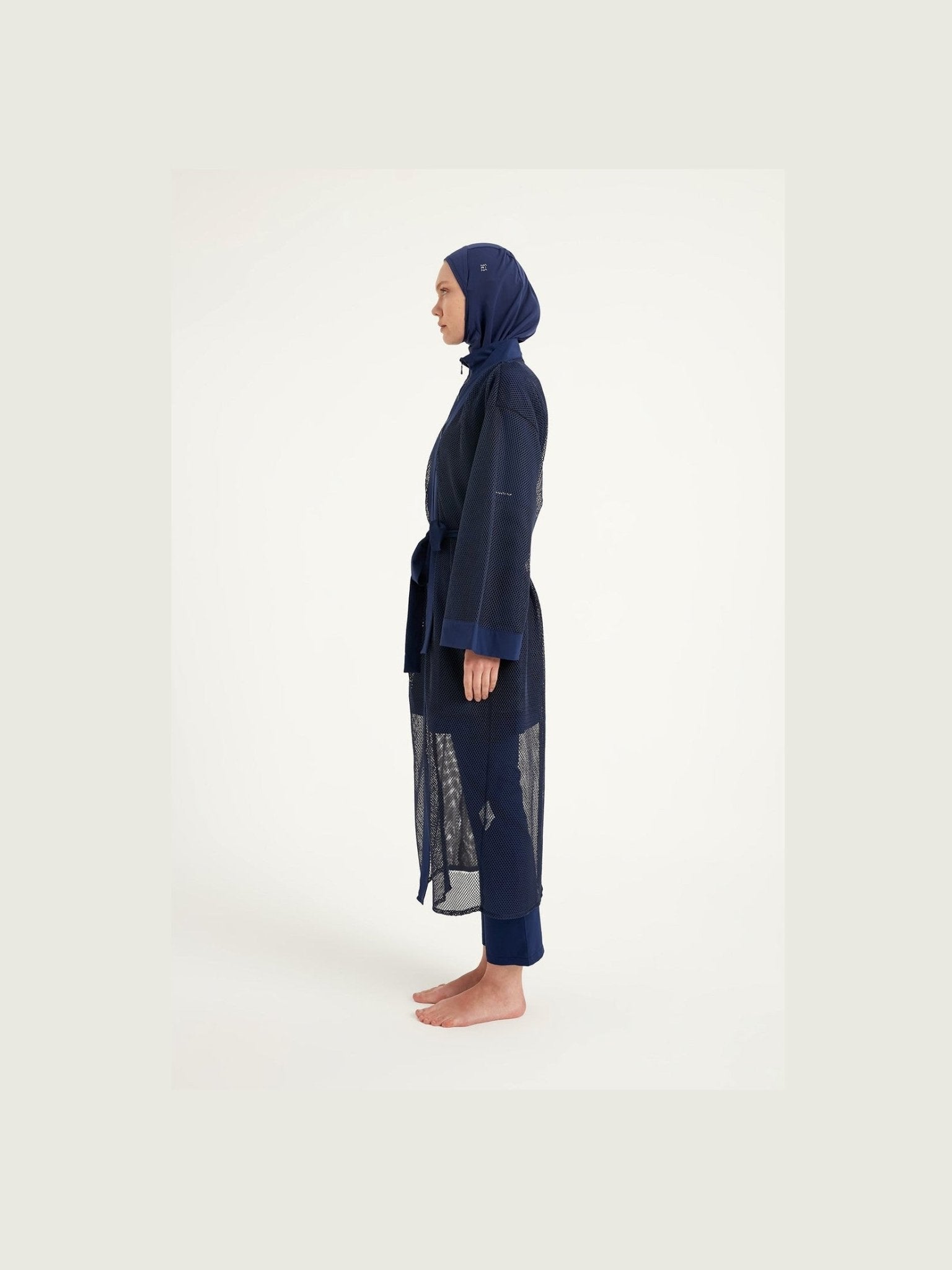 Navy Full Length Modest Mesh Kimono – Lightweight Islamic Swim Cover P2501-2 - Courbe et Compagnie