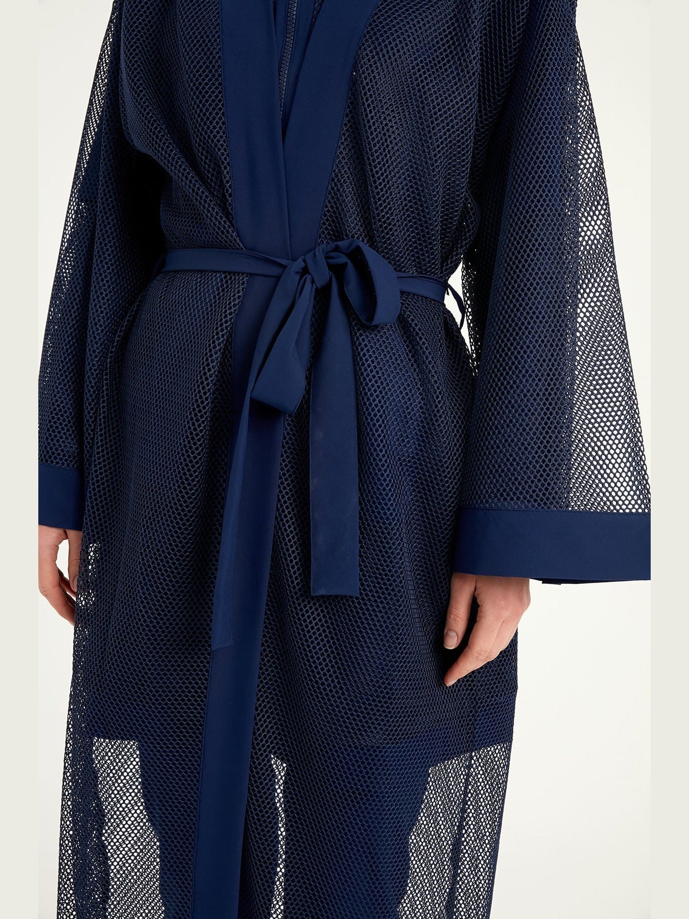 Navy Full Length Modest Mesh Kimono – Lightweight Islamic Swim Cover P2501-2 - Courbe et Compagnie