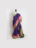 Nayana : Silk Mark Certified Purple Katan Banarasi Saree - Courbe et Compagnie