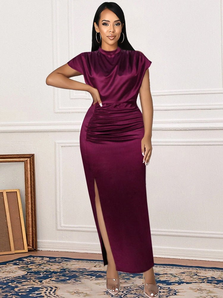 New Burgundy Cashmere Plus Size Dresses Women Dress Summer - Courbe et Compagnie
