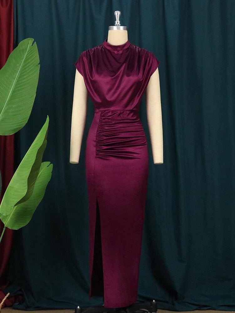 New Burgundy Cashmere Plus Size Dresses Women Dress Summer - Courbe et Compagnie
