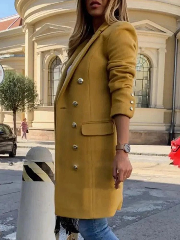 New Dazzling Faux Wool Blends Women's Long Coats Collar Double Breasted Vintage Elegant Lady Plus Size Jackets Winter Outerwear - Courbe et Compagnie