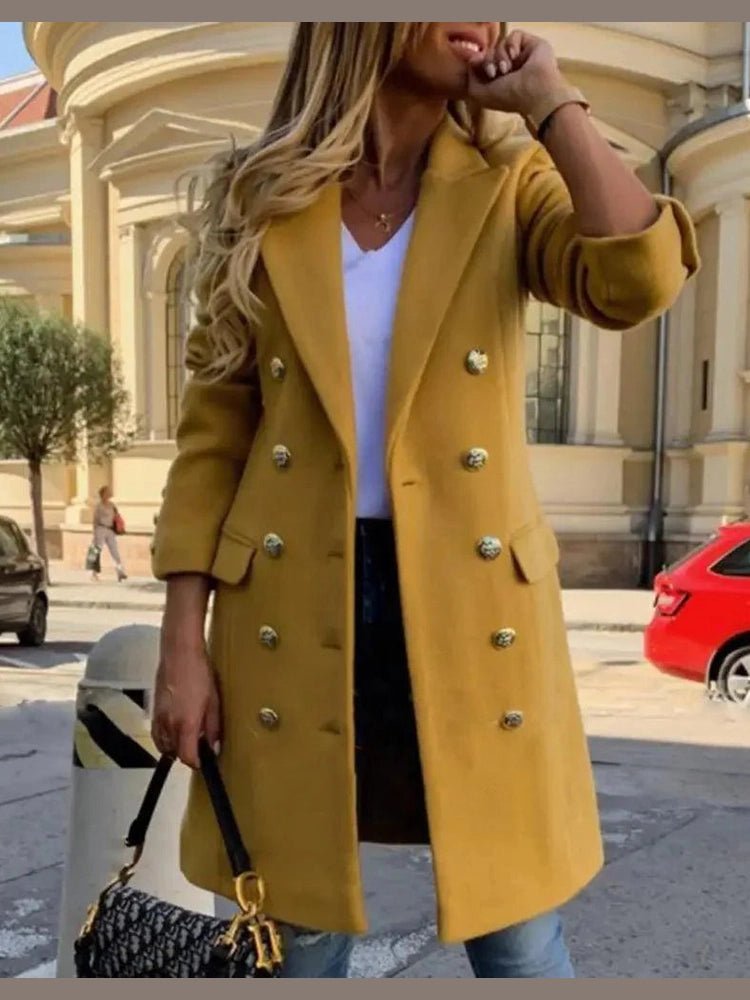 New Dazzling Faux Wool Blends Women's Long Coats Collar Double Breasted Vintage Elegant Lady Plus Size Jackets Winter Outerwear - Courbe et Compagnie
