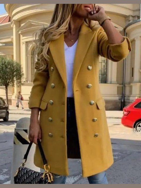 New Dazzling Faux Wool Blends Women's Long Coats Collar Double Breasted Vintage Elegant Lady Plus Size Jackets Winter Outerwear - Courbe et Compagnie